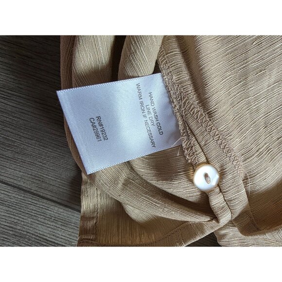 Alfed Dunner Tan Embroidered Floral Button-Up Blouse With 3/4 Sleeves 12p - Picture 8 of 10